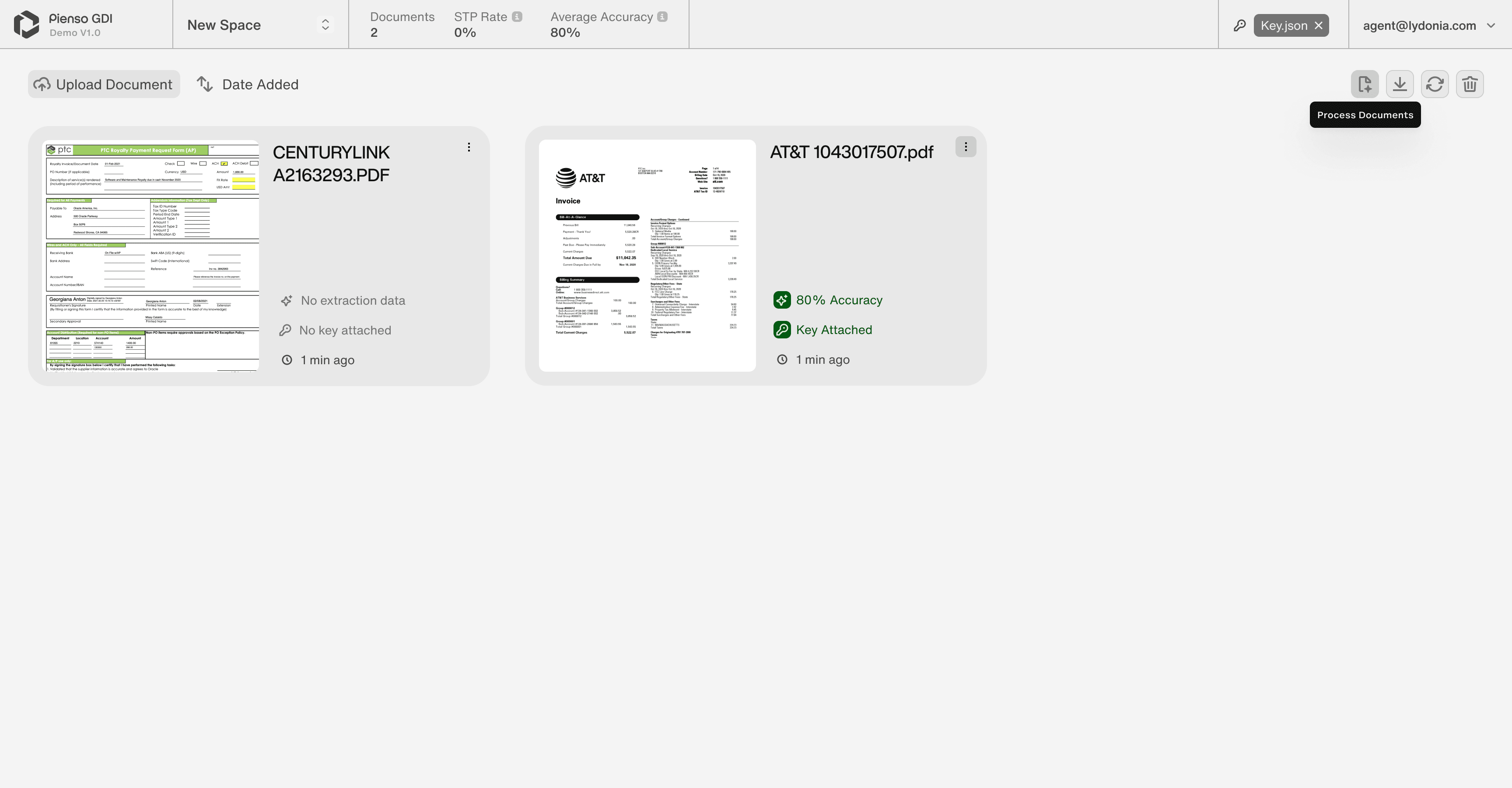 Invoice extraction demo tool interface