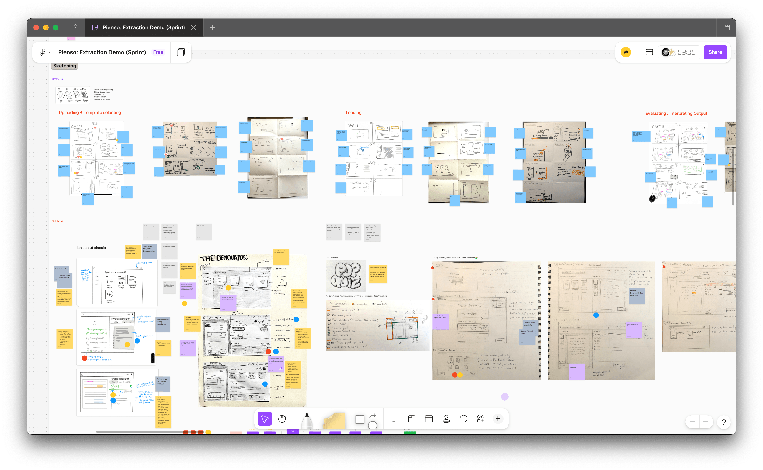 Invoice extraction demo tool showing a batch of scanned documents